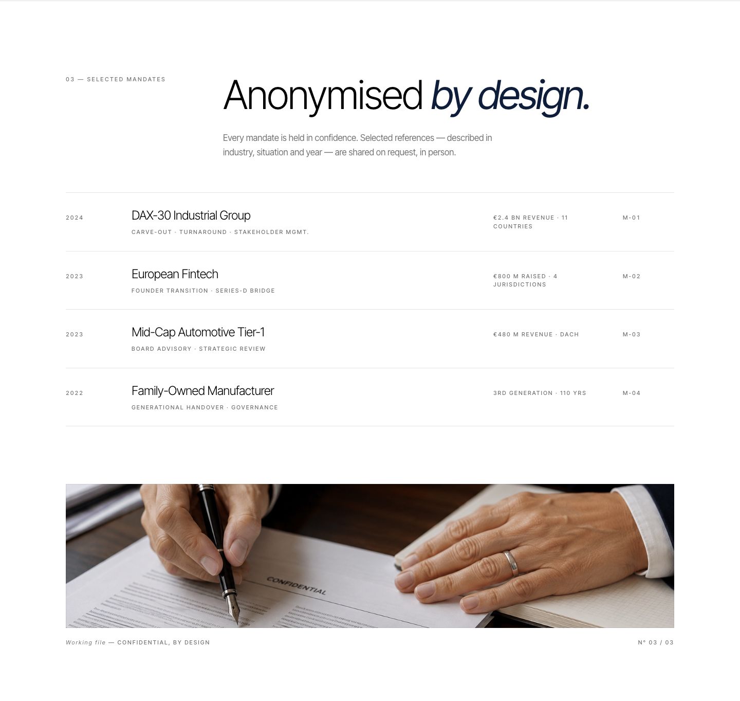 Bergmann — Selected Mandates