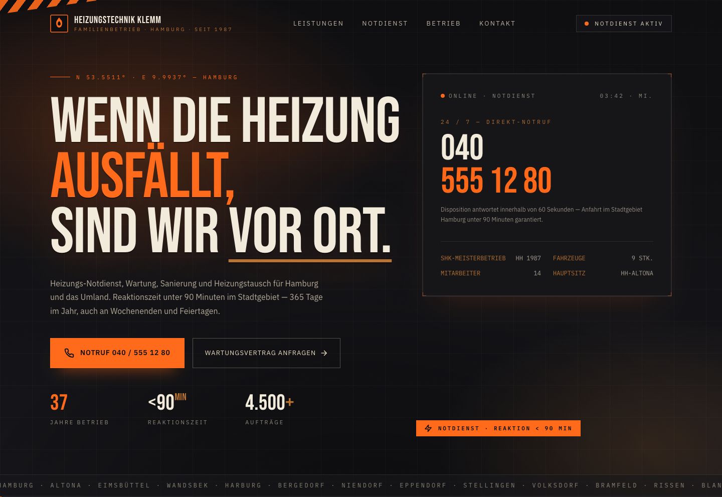 Heizungstechnik Klemm — Industrial Hero