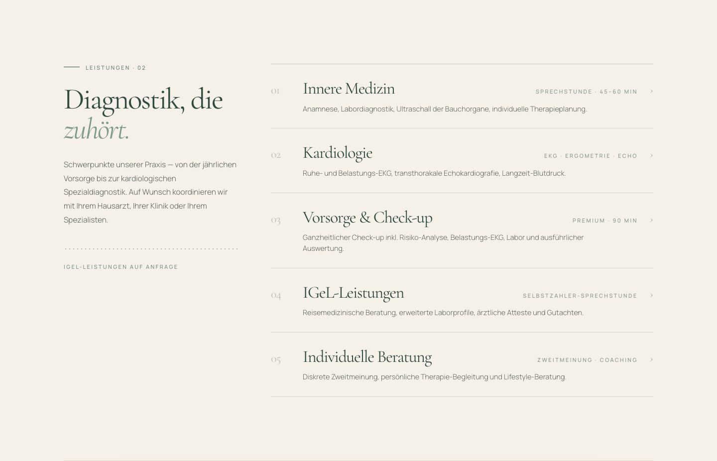 Praxis Dr. Wegener — Leistungen