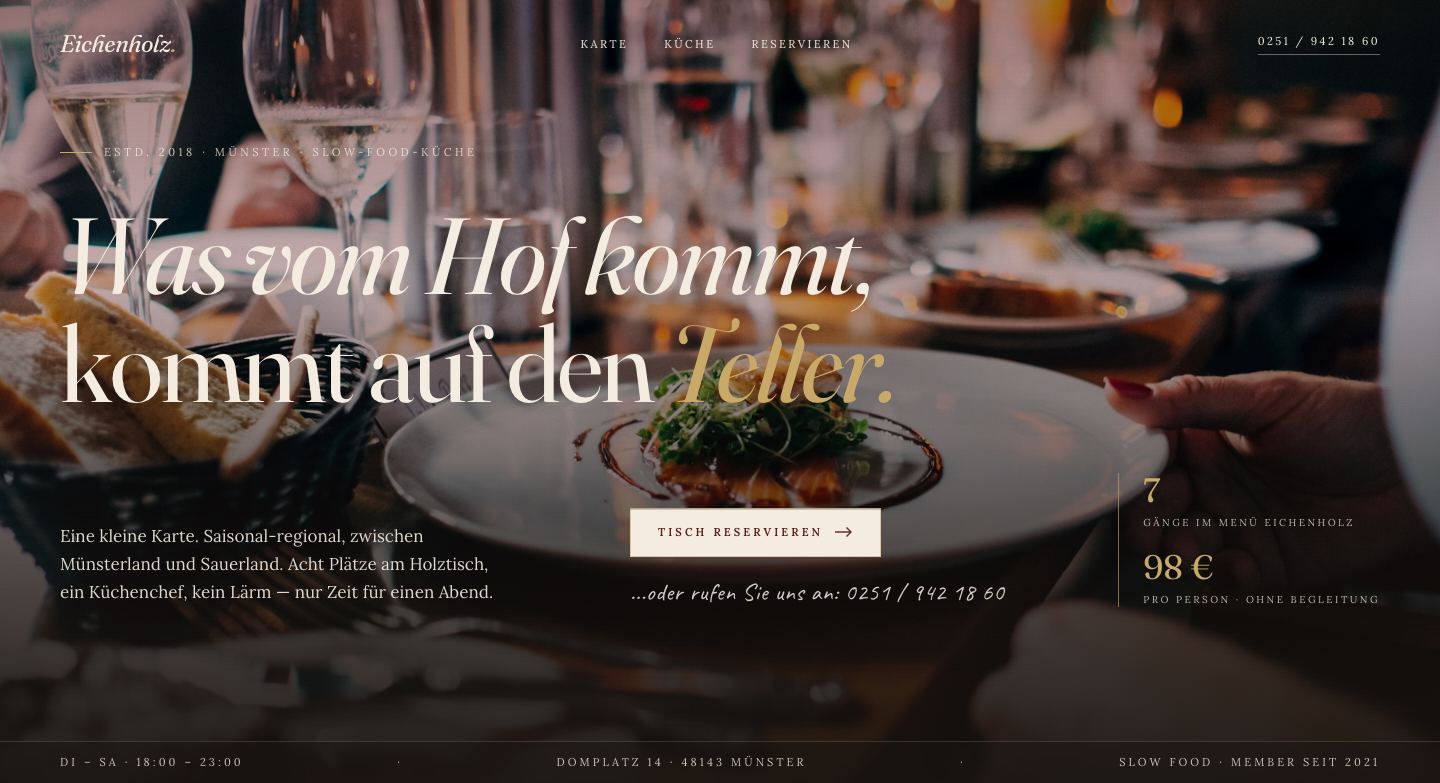 Restaurant Eichenholz — Hero